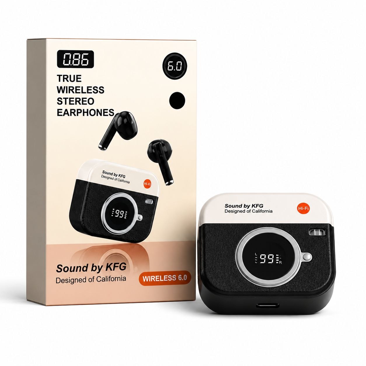 KFG True Wireless Stereo Earbuds Wireless 6.0 with Digital Display & Hi-Fi Sound